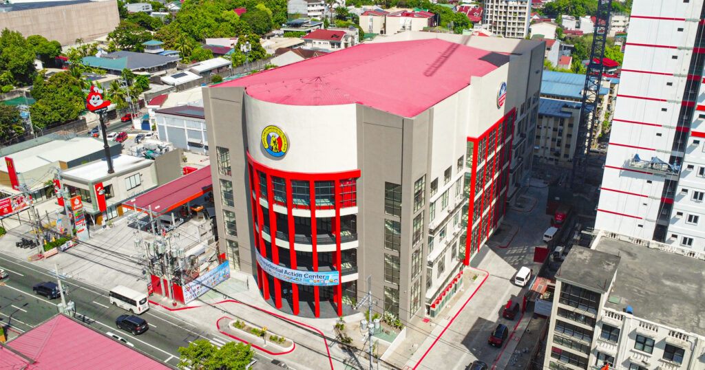 Drone shot of San Juan Government Center building in Metro Manila, Philippines