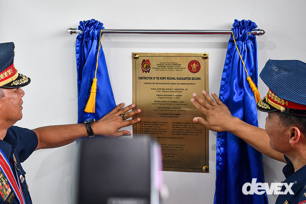 Unveiling of the commemorative plaque for the new NCRPO Regional Headquarters Building during its inauguration at Camp Bagong Diwa, Taguig City.